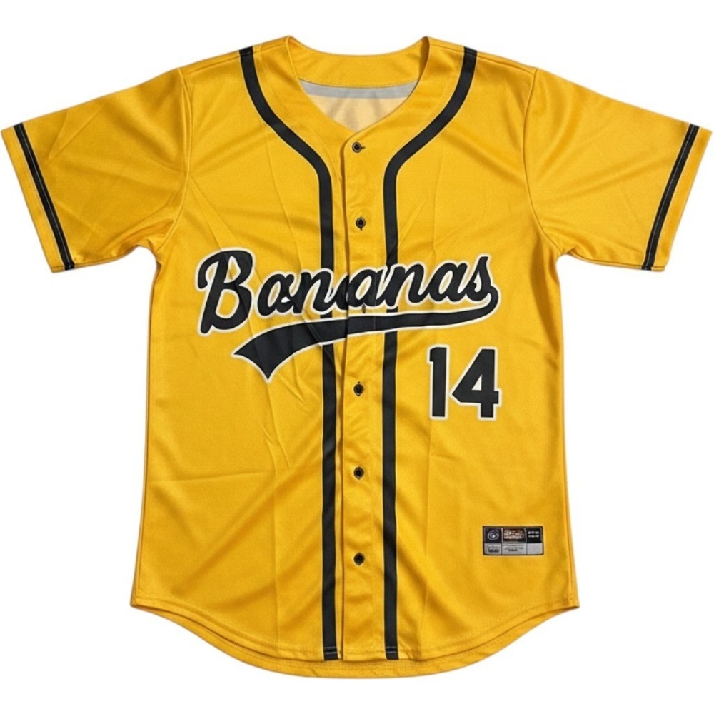 Savannah Bananas Youth Baseball Jersey Yellow Black Number 14 Kids Size Large